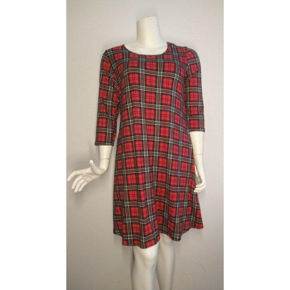 Holiday Christmas cheer plaid tunic Dress Plus sizes 1X-2X-3X - Picture 2 of 10